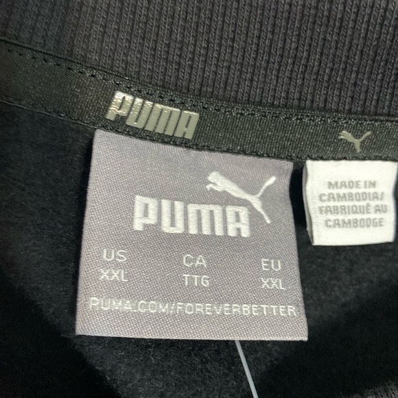 NWT Men’s Puma Black long Sleeve Pullover Sweatshirt Size XXL ( 46 A ) - Picture 3 of 3